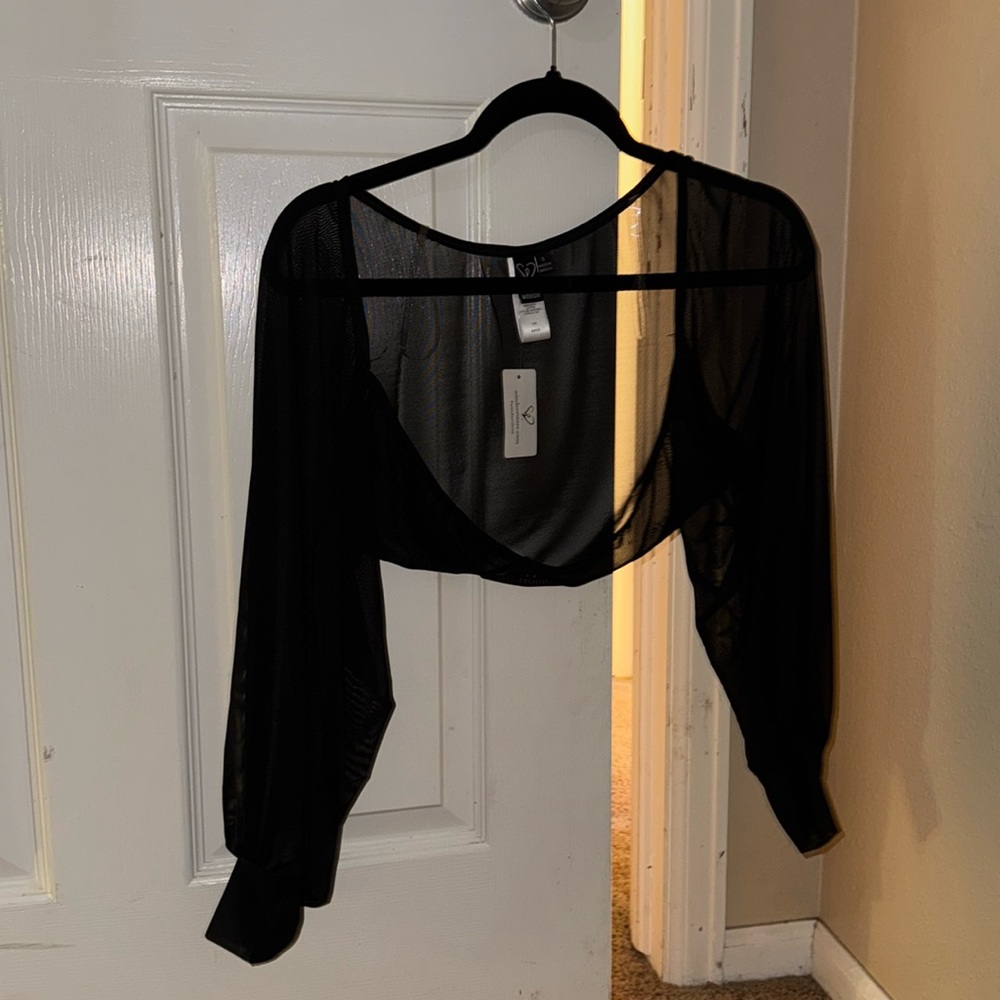Sheer mesh cropped bolero, brand new!